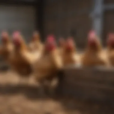 Chickens happily roaming in a secure above ground coop, emphasizing their comfort and safety.