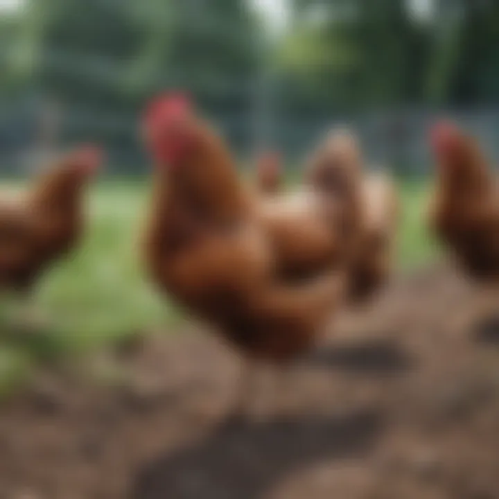 Chickens comfortably roaming within a portable electric fence