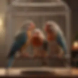 Spacious cage designed for love birds.