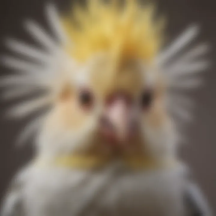 A close-up of a cockatiel with distinct feathers, representing individuality in pet birds.