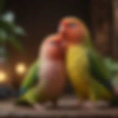 Bonding with a Lovebird A serene setting with a lovebird, symbolizing the bond between owners and their birds.