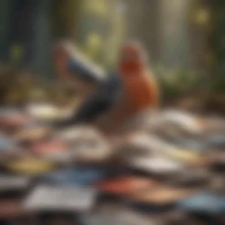 An array of bird name tags, illustrating various naming categories and inspirations.