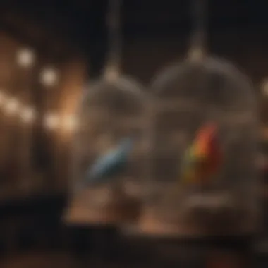 Different types of bird cages suitable for lovebirds displayed together