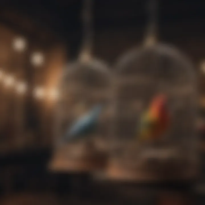 Different types of bird cages suitable for lovebirds displayed together