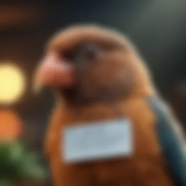 A beautifully designed name tag for a pet bird.