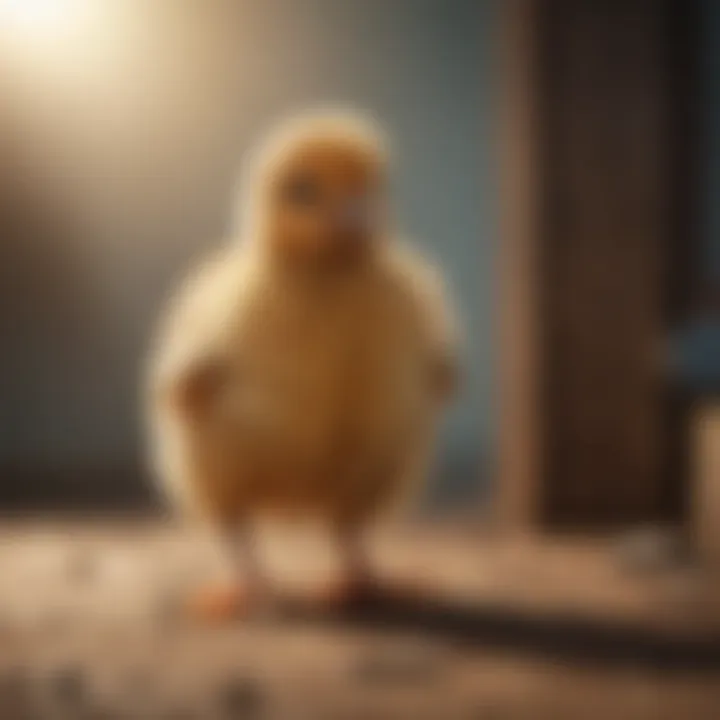 Healthy Cochin chick being gently cared for