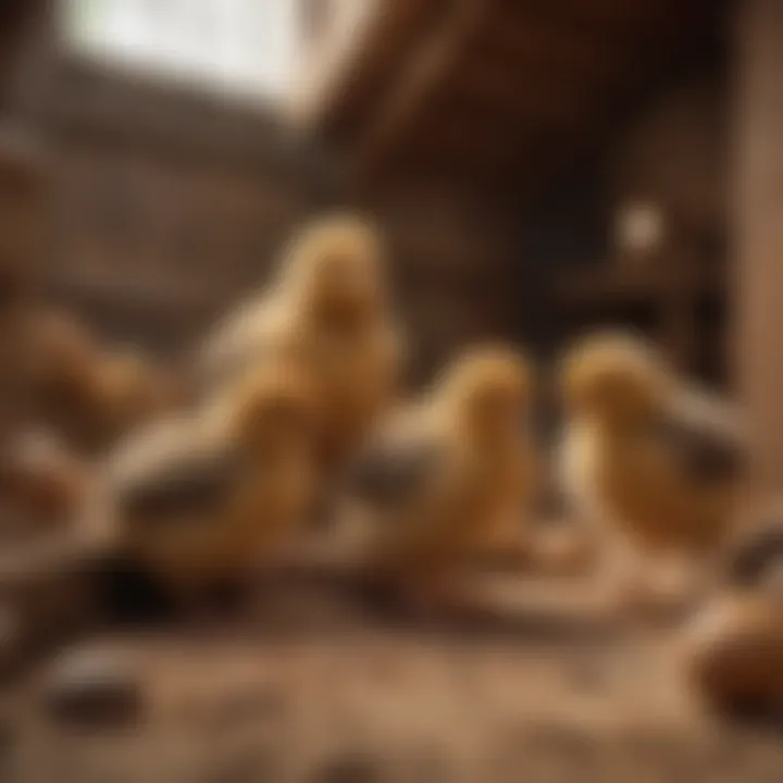 Cochin chicks interacting with each other in a cozy coop