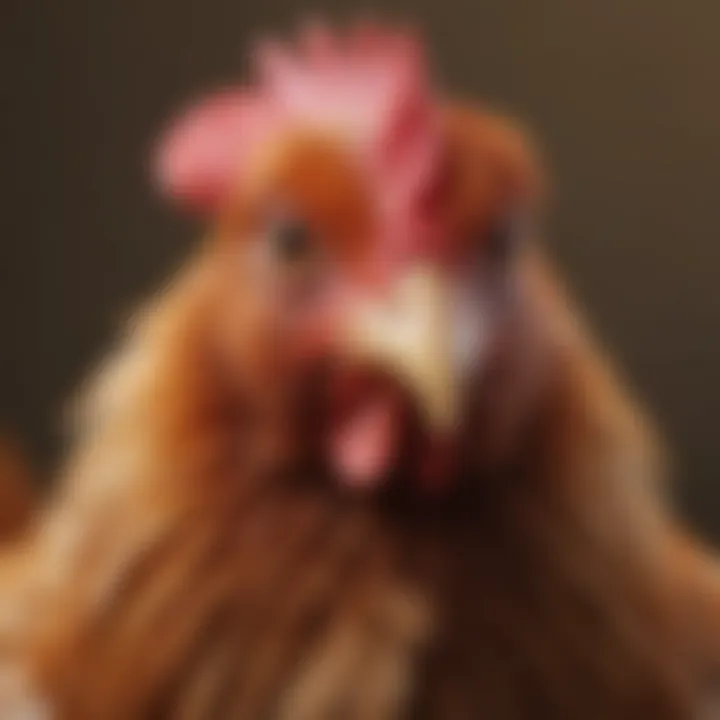 Close-up of a Rhode Island Red showcasing its plumage