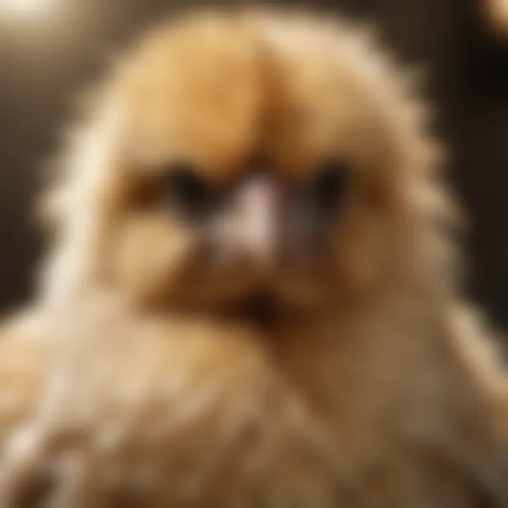 A Silkie chicken exhibiting signs of good health, displaying its fluffy plumage.