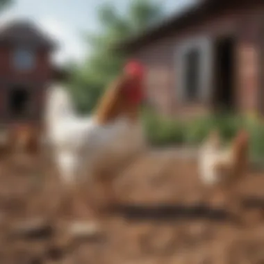 Outdoor Integration for Happy Chickens A variety of chicken breeds enjoying a spacious outdoor area integrated with the coop.