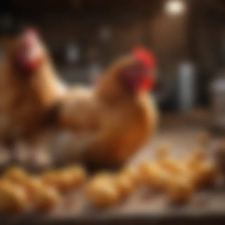 Healthy chickens in a coop