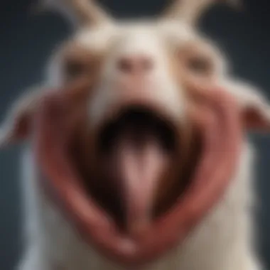 Illustration of the digestive system of a goat, detailing its unique physiology.