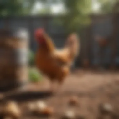 Healthy chicken feed in a feeding container