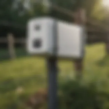 Close-up of electric fence charger designed for goats