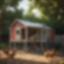 Stylish chicken coop kit designed for twelve chickens, showcasing spacious interiors and ventilation features.
