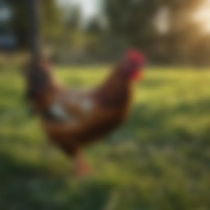 Electric poultry netting setup in a green field