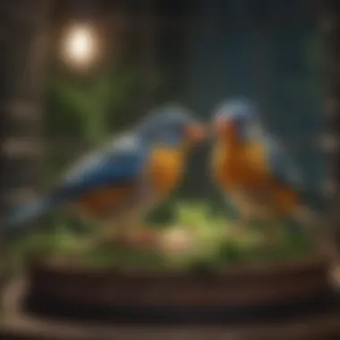 Happy birds enjoying their space in a medium size cage