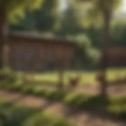 Versatile portable fencing setup for chickens in a lush backyard.