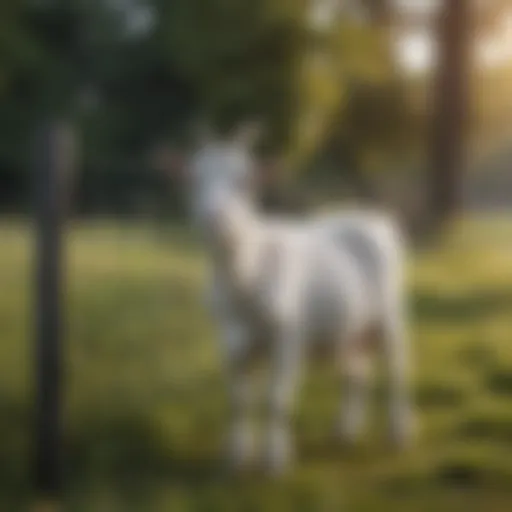A well-structured portable goat fence in a lush pasture