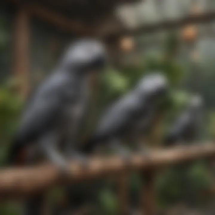 A well-maintained aviary showcasing ideal environmental conditions