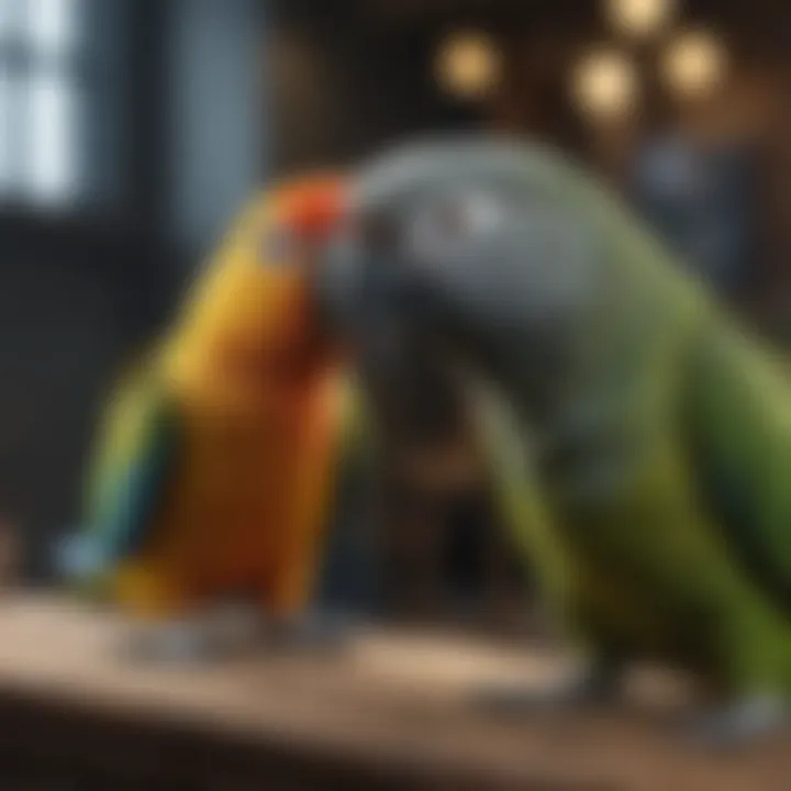 Interactive training session with an Amazon parrot