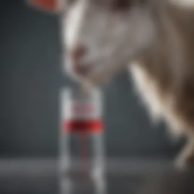 Close-up of a vaccine vial for goats