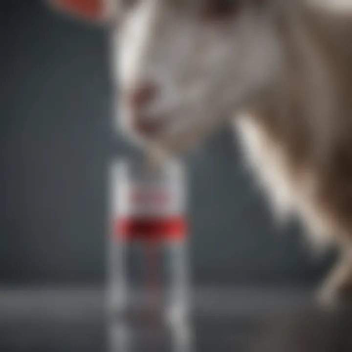 Close-up of a vaccine vial for goats