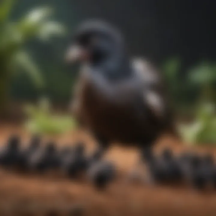 A farmer feeding Black Copper Maran chicks a balanced diet.