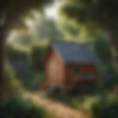 A beautifully designed chicken coop nestled in a lush garden.