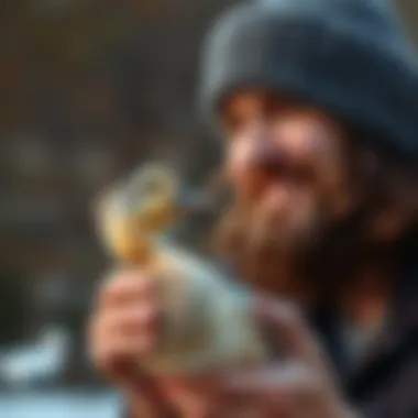 A duck happily interacting with its owner