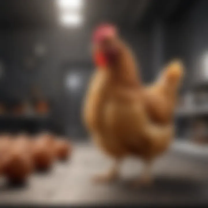 Healthy chicken in a clean environment