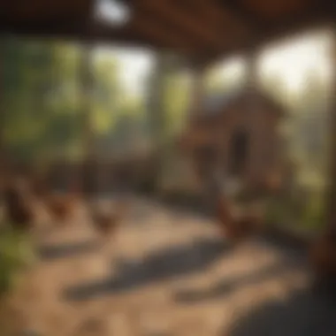 Cozy chicken coop with healthy birds inside