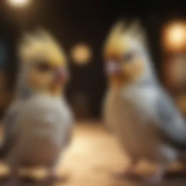 A cockatiel interacting with its owner, highlighting social behavior.
