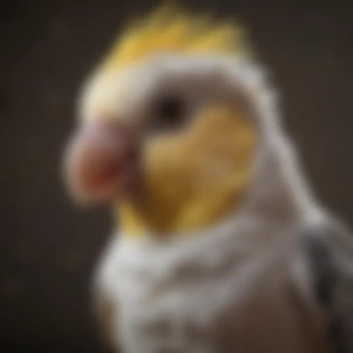 A cockatiel being gently trained by its owner