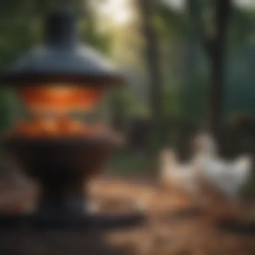 A variety of modern feeders designed for ducks and chickens
