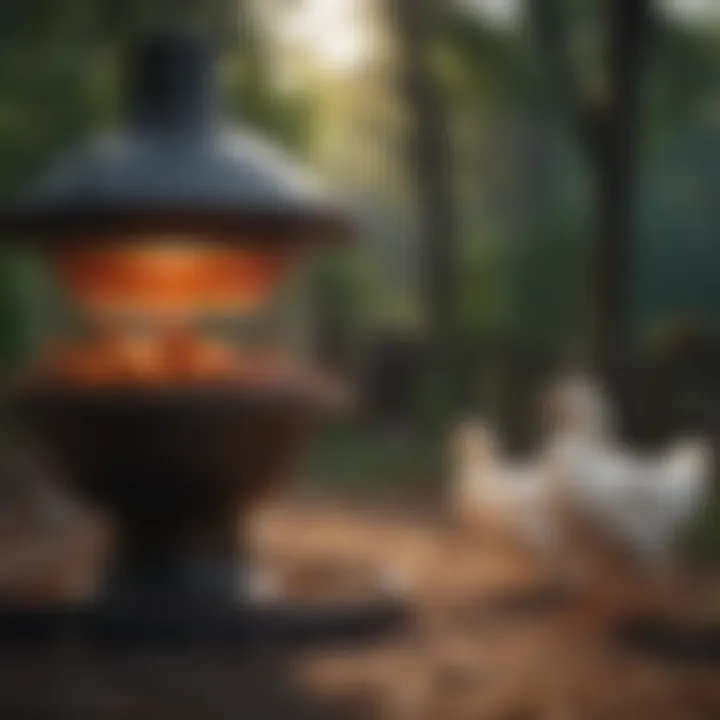 A variety of modern feeders designed for ducks and chickens