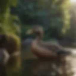 Spacious outdoor duck enclosure with natural elements
