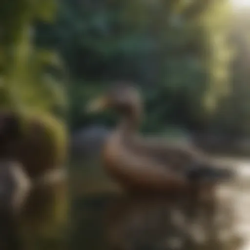 Spacious outdoor duck enclosure with natural elements