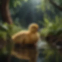 A cozy duckling habitat with bedding and water