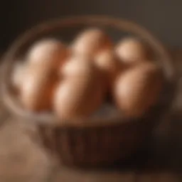 Freshly harvested eggs in a basket