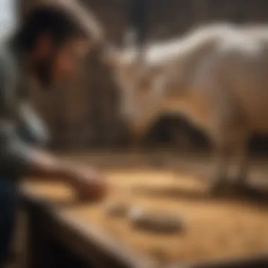 Strategic Feeding for Optimal Goat Health Goat owner examining a feed chart