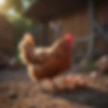 Ensuring the Wellbeing of Your Chickens Healthy chickens pecking at feed in a vibrant outdoor environment.