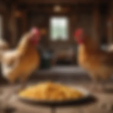 Chickens enjoying healthy treats in a coop
