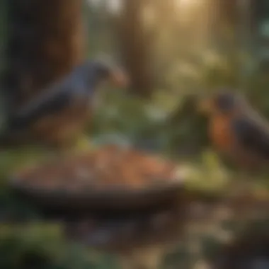Birds Enjoying Their Diet Various bird species feeding on their preferred food