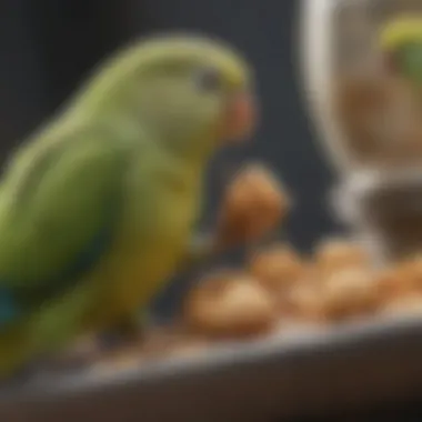 Close-up of a parakeet feeding