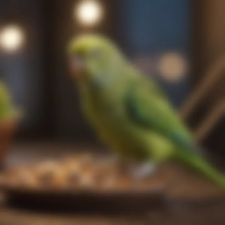 A parakeet engaging in social interaction