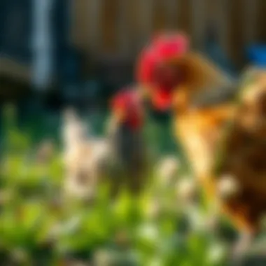 Chickens engaging in natural foraging behavior