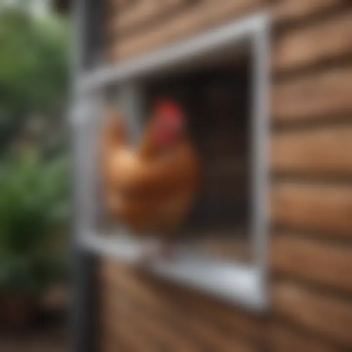 Installation process of an automatic chicken coop door demonstrating ease of setup