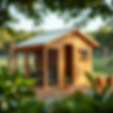 Well-structured chicken coop in a garden setting