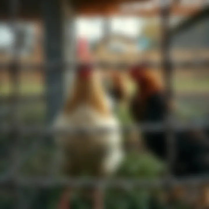 Security features like locks and reinforced fencing to protect chickens from predators.